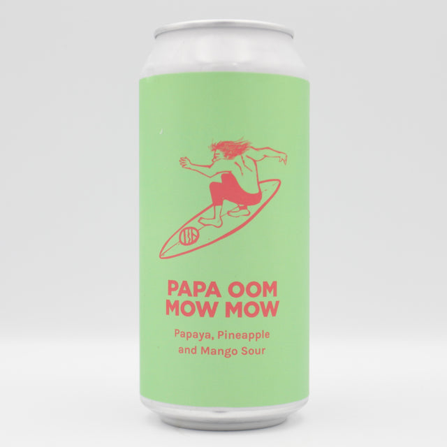 This is a can of Pomona Island - Papa Oom Mow Mow - 6% (440ml). It is a Sour craft beer available to buy from Ghost Whale, voted London's best craft beer shop.