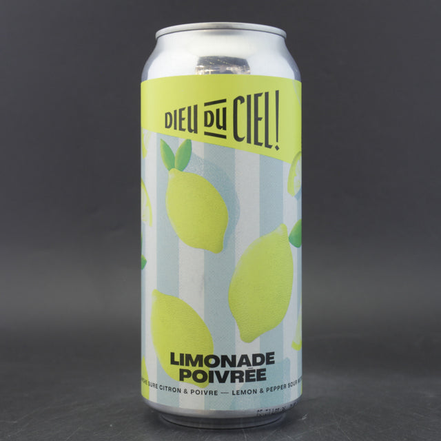 This is a can of Dieu Du Ciel - Limonade Poivree - 3.5% (473ml). It is a Wit / Wheat craft beer available to buy from Ghost Whale, voted London's best craft beer shop.