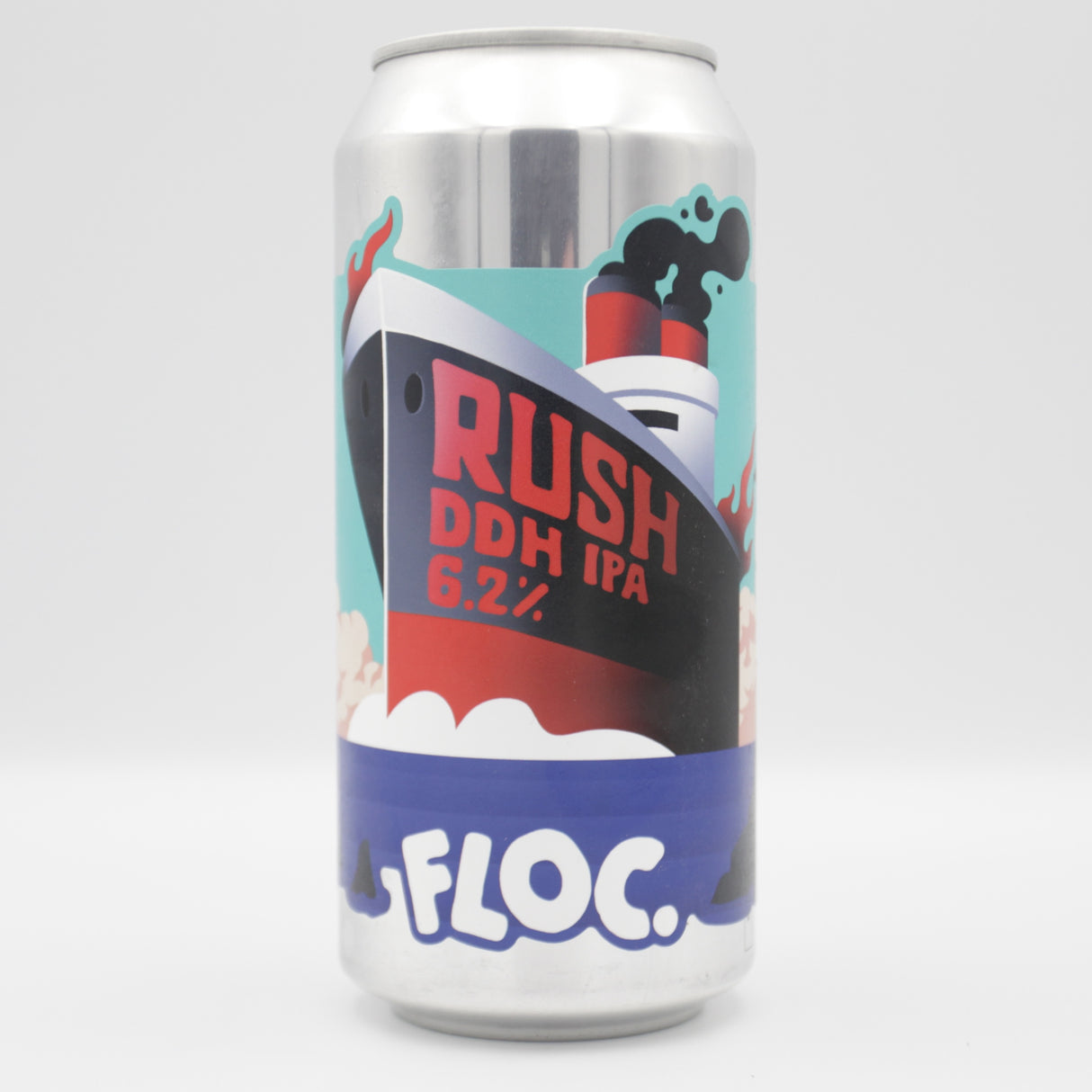 This is a can of Floc - Rush - 6.2% (440ml). It is a IPA craft beer available to buy from Ghost Whale, voted London's best craft beer shop.