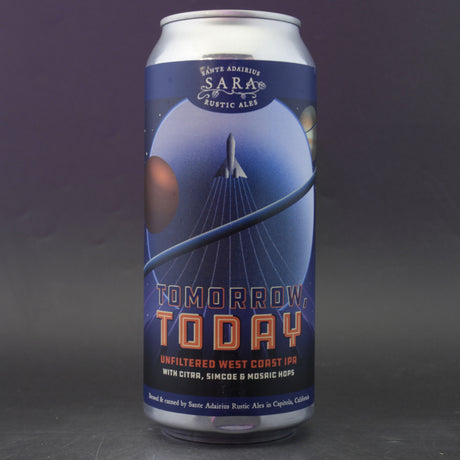This is a can of Sante Adairius - Tomorrow Today - 7.4% (473ml). It is a IPA craft beer available to buy from Ghost Whale, voted London's best craft beer shop.