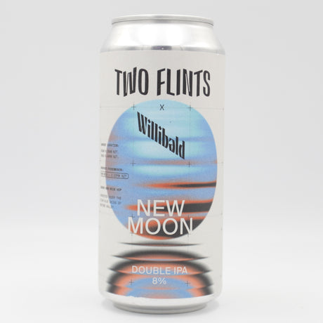 This is a can of Two Flints / Willibald - New Moon - 8% (440ml). It is a Double IPA craft beer available to buy from Ghost Whale, voted London's best craft beer shop.
