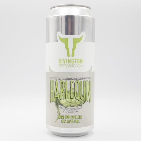 This is a can of Rivington - Harlequin - 4.5% (500ml). It is a Pale Ale craft beer available to buy from Ghost Whale, voted London's best craft beer shop.