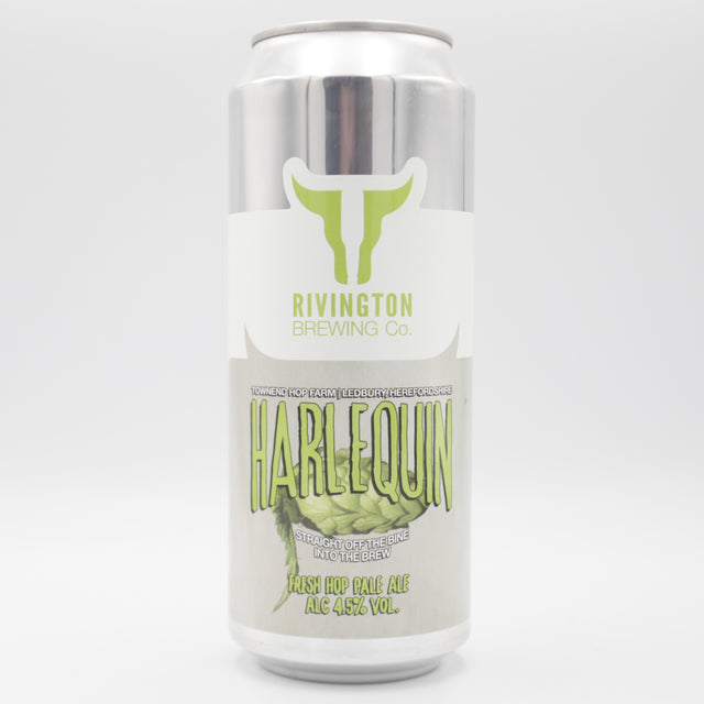 This is a can of Rivington - Harlequin - 4.5% (500ml). It is a Pale Ale craft beer available to buy from Ghost Whale, voted London's best craft beer shop.