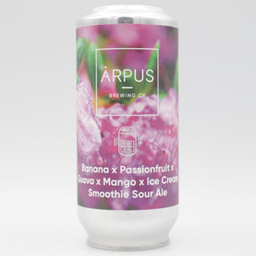 This is a can of Arpus Brewing Co - Banana x Passionfruit x Guava x Mango Ice Cream Smoothie Sour Ale - 4.5% (440ml). It is a Sour craft beer available to buy from Ghost Whale, voted London's best craft beer shop.