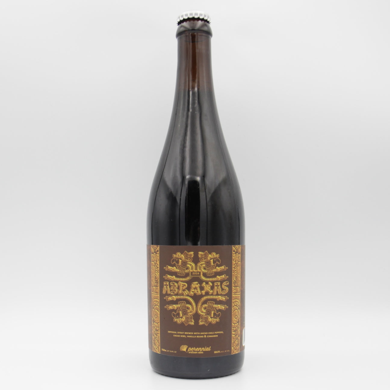 This is a sharing bottle of Perennial - Abraxas (2024) - 10.5% (750ml). It is a Imperial Stout / Porter craft beer available to buy from Ghost Whale, voted London's best craft beer shop.