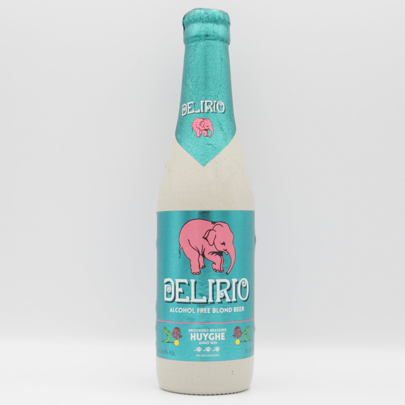 This is a bottle of Huyghe - Delirio - 0.3% (330ml). It is a Belgian Style craft beer available to buy from Ghost Whale, voted London's best craft beer shop.