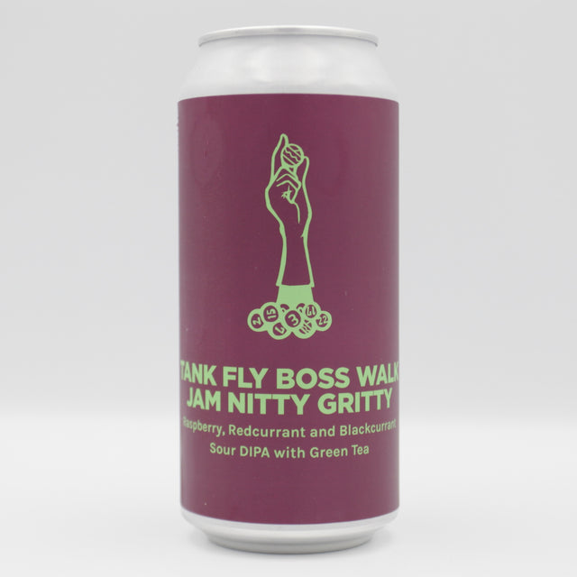 This is a can of Pomona Island - Tank Fly Boss Walk Jam Nitty Gritty - 8% (440ml). It is a Double IPA craft beer available to buy from Ghost Whale, voted London's best craft beer shop.