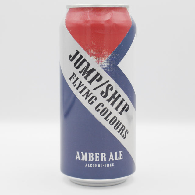This is a can of Jump Ship Brewing - Flying Colours - 0.5% (440ml). It is a Red / Amber Ale craft beer available to buy from Ghost Whale, voted London's best craft beer shop.