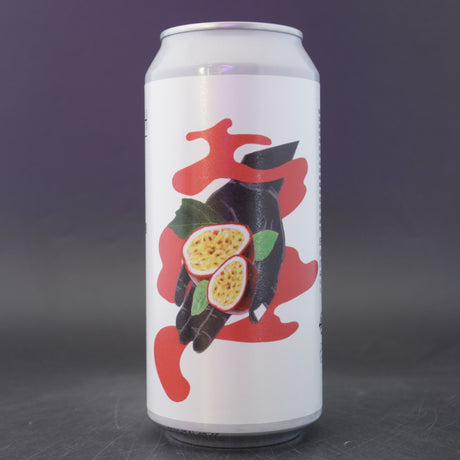 This is a can of Whiplash - Fruit Salad Days: Passionfruit - 3.8% (440ml). It is a Sour craft beer available to buy from Ghost Whale, voted London's best craft beer shop.