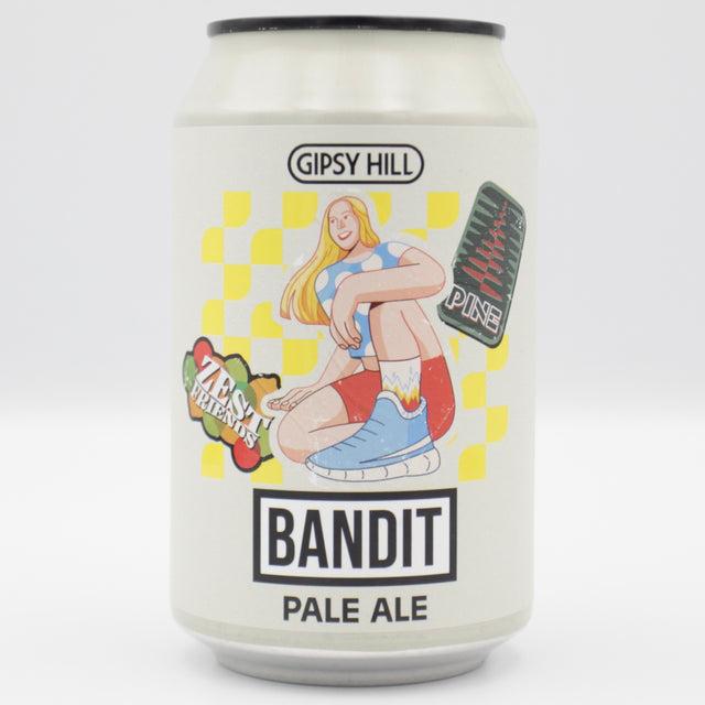 This is a can of Gipsy Hill - Bandit - 3.8% (330ml). It is a Pale Ale craft beer available to buy from Ghost Whale, voted London's best craft beer shop.