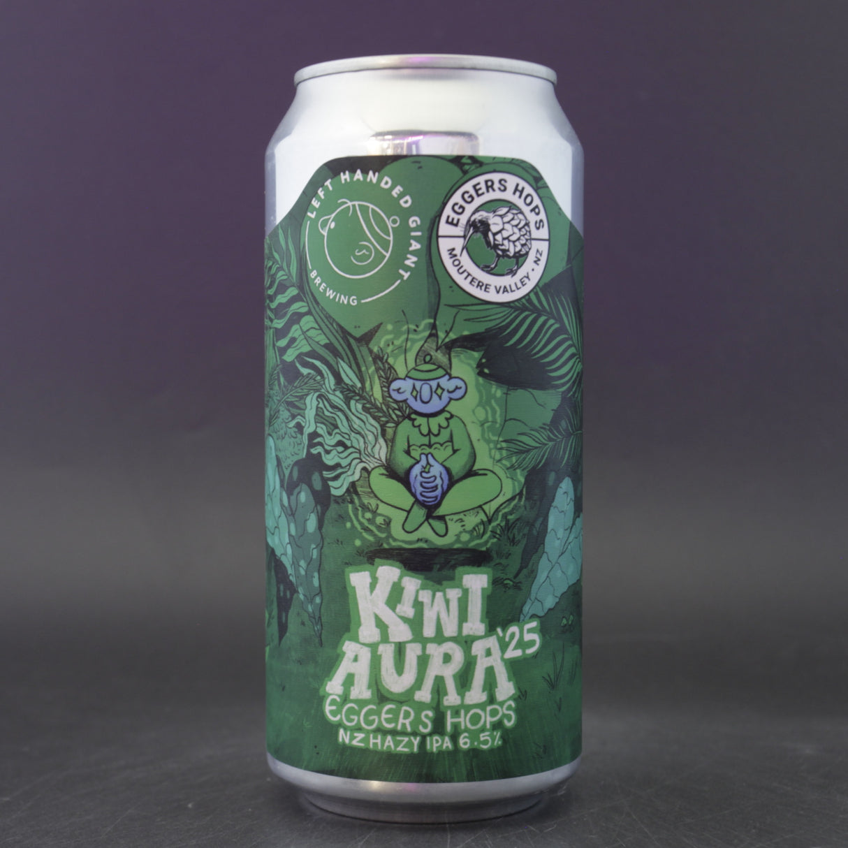 This is a can of Left Handed Giant - Kiwi Aura '25 - 6.5% (440ml). It is a IPA craft beer available to buy from Ghost Whale, voted London's best craft beer shop.