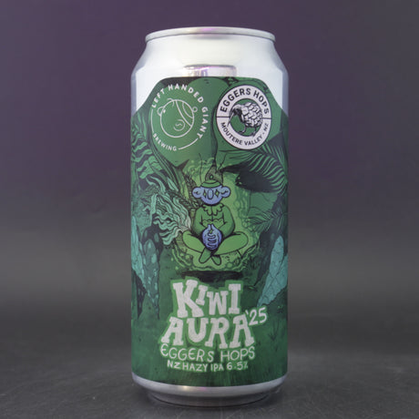 This is a can of Left Handed Giant - Kiwi Aura '25 - 6.5% (440ml). It is a IPA craft beer available to buy from Ghost Whale, voted London's best craft beer shop.