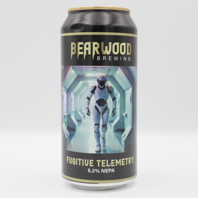 This is a can of Bearwood - Fugitive Telemetry - 5.2% (440ml). It is a Pale Ale craft beer available to buy from Ghost Whale, voted London's best craft beer shop.