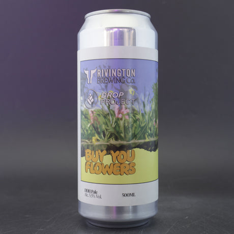 This is a can of Rivington / Drop Project - Buy You Flowers - 5.5% (500ml). It is a Pale Ale craft beer available to buy from Ghost Whale, voted London's best craft beer shop.
