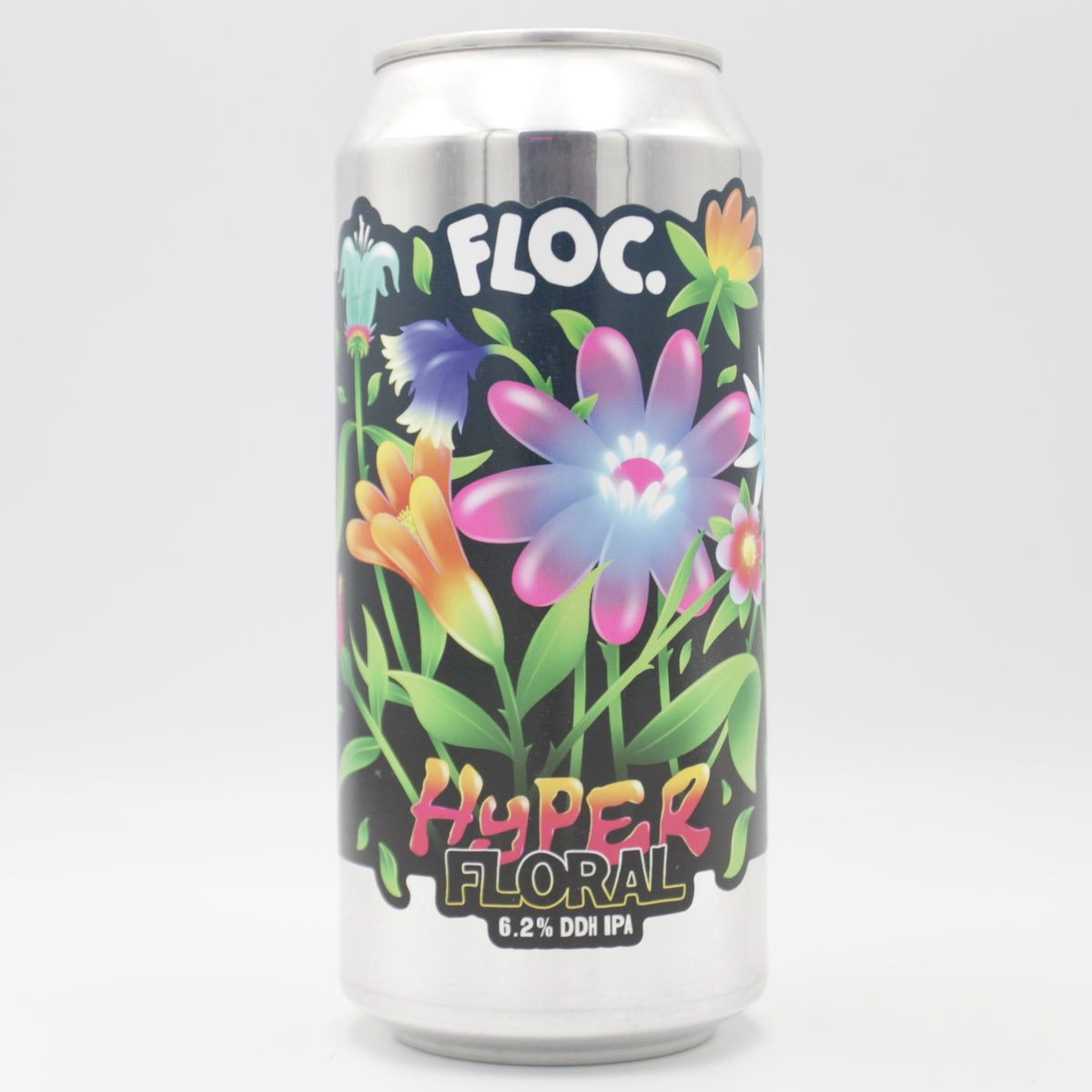This is a can of Floc - Hyper Floral - 6.2% (440ml). It is a IPA craft beer available to buy from Ghost Whale, voted London's best craft beer shop.