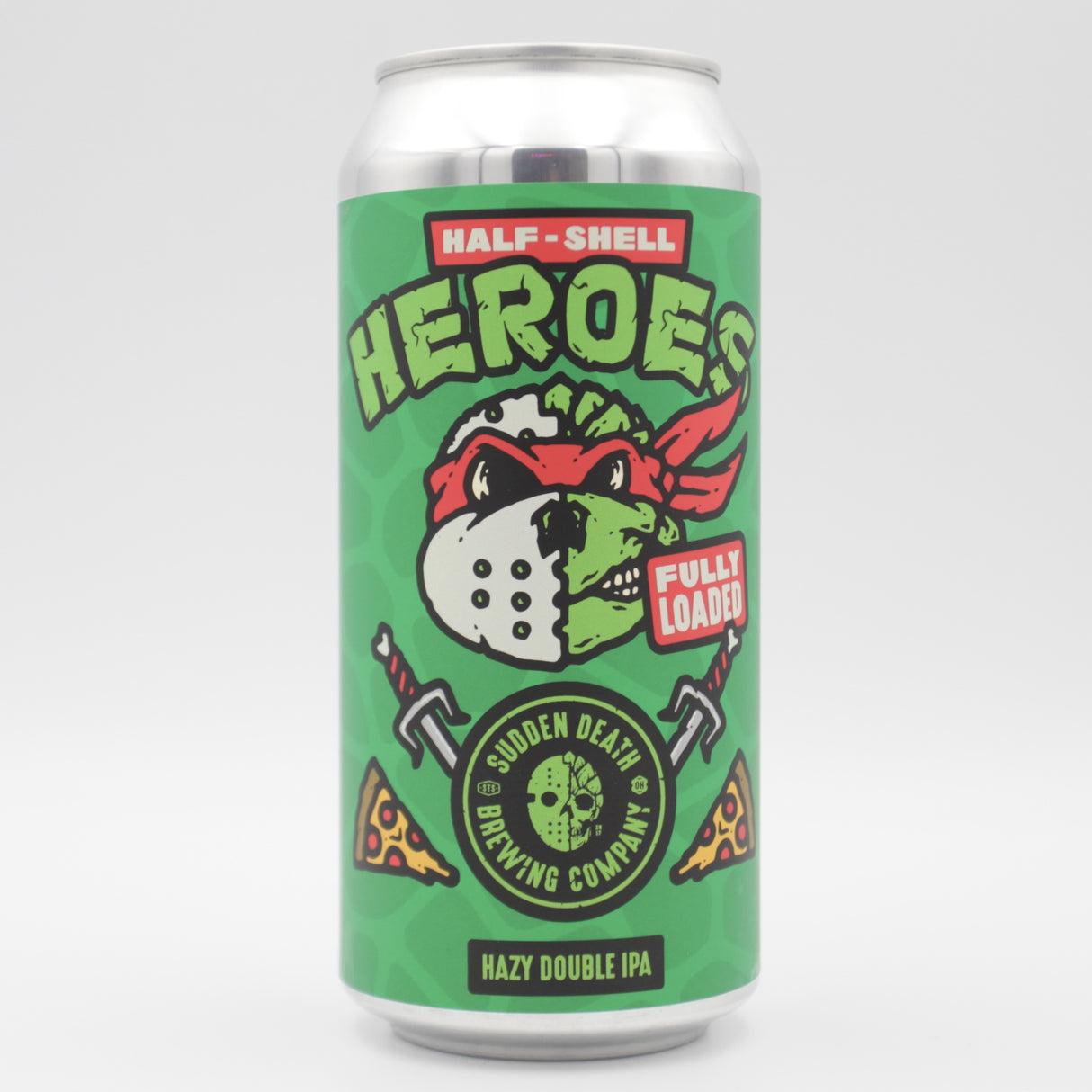 This is a can of Sudden Death - Fully Loaded: Halfshell Heros - 8% (440ml). It is a IPA craft beer available to buy from Ghost Whale, voted London's best craft beer shop.