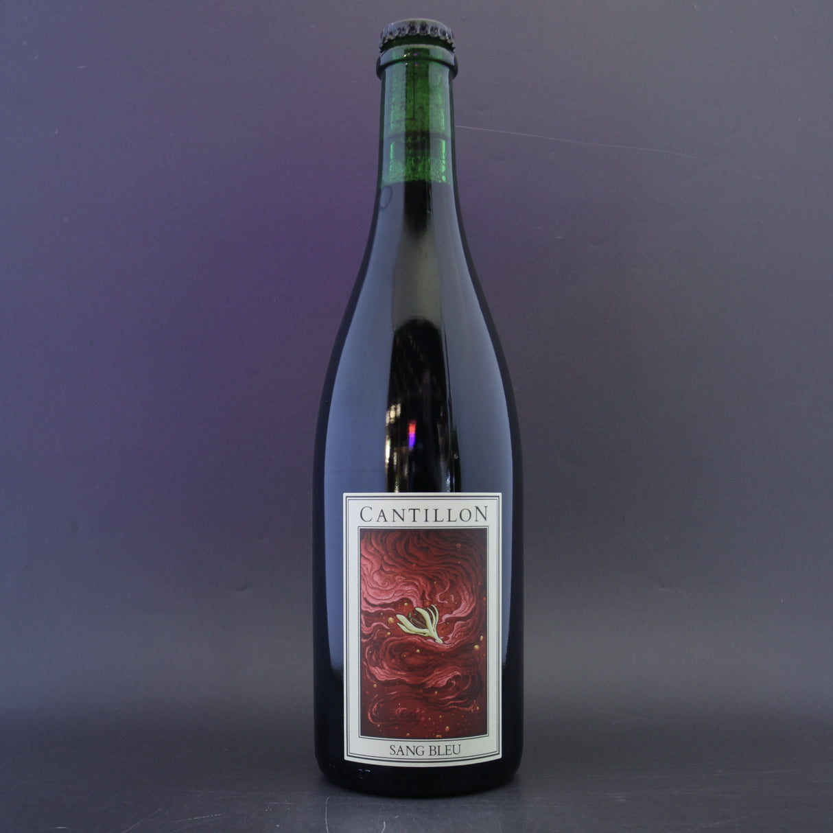 This is a sharing bottle of Cantillon - Sang Bleu - 6% (750ml). It is a Lambic craft beer available to buy from Ghost Whale, voted London's best craft beer shop.