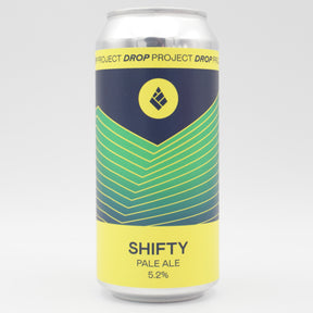 This is a can of Drop Project - Shifty - 5.2% (440ml). It is a Pale Ale craft beer available to buy from Ghost Whale, voted London's best craft beer shop.
