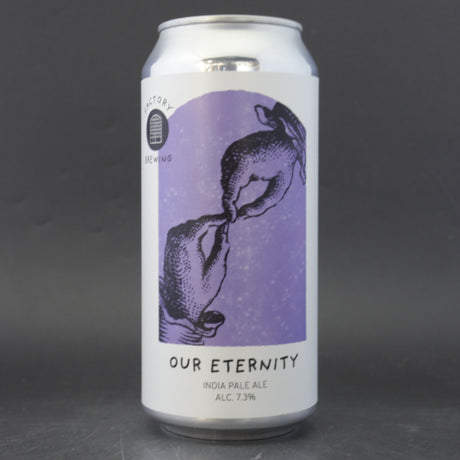 This is a can of Factory Brewing - Our Eternity - 7.3% (440ml). It is a IPA craft beer available to buy from Ghost Whale, voted London's best craft beer shop.