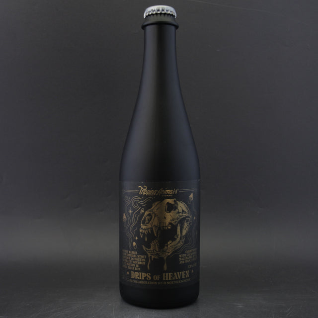 This is a bottle of Tripping Animals / Northern Monk - Drips Of Heaven - 13% (500ml). It is a Imperial Stout / Porter craft beer available to buy from Ghost Whale, voted London's best craft beer shop.