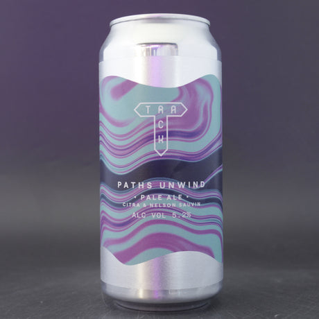 This is a can of Track - Paths Unwind - 5.2% (440ml). It is a Pale Ale craft beer available to buy from Ghost Whale, voted London's best craft beer shop.