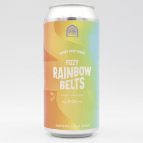 This is a can of Vault City - Fizzy Rainbow Belts - 6% (440ml). It is a Sour craft beer available to buy from Ghost Whale, voted London's best craft beer shop.