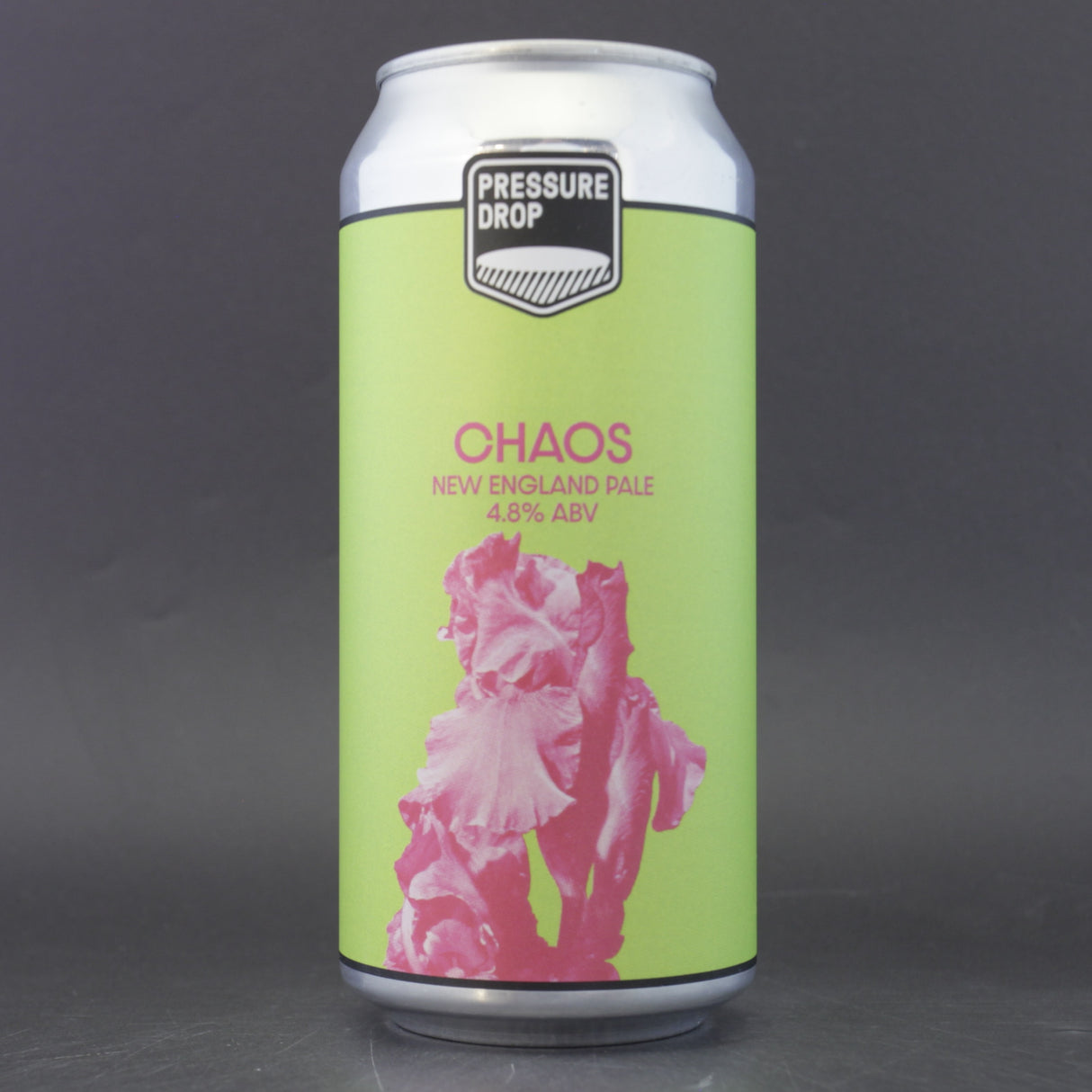 This is a can of Pressure Drop - Chaos - 4.8% (440ml). It is a Pale Ale craft beer available to buy from Ghost Whale, voted London's best craft beer shop.