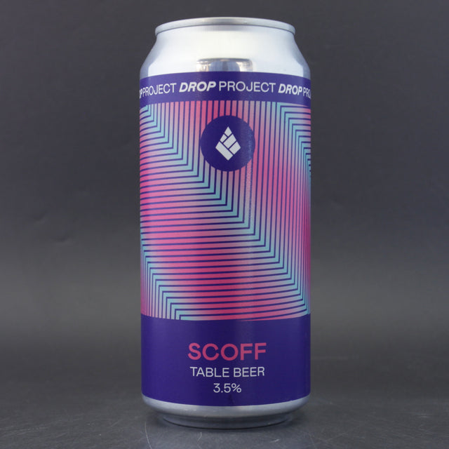 This is a can of Drop Project - Scoff - 3.5% (440ml). It is a Pale Ale craft beer available to buy from Ghost Whale, voted London's best craft beer shop.