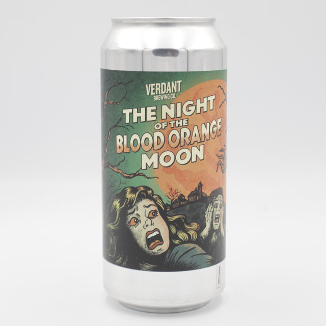 This is a can of Verdant - Night Of The Blood Orange Moon - 6.66% (440ml). It is a IPA craft beer available to buy from Ghost Whale, voted London's best craft beer shop.