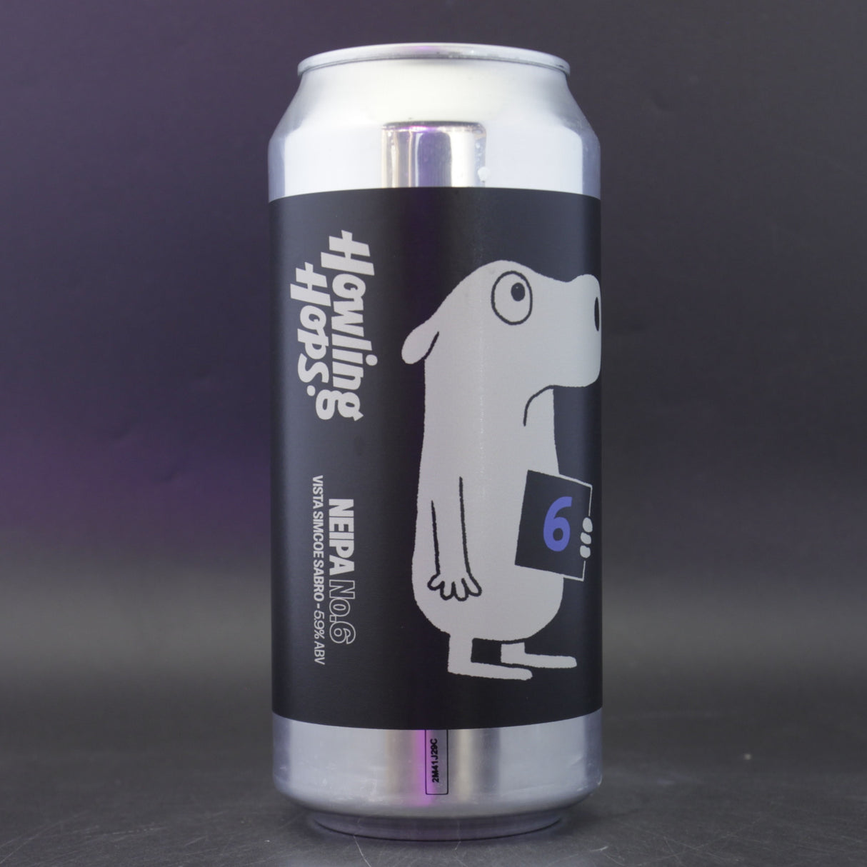 This is a can of Howling Hops - NEIPA No.6 - 5.9% (440ml). It is a IPA craft beer available to buy from Ghost Whale, voted London's best craft beer shop.