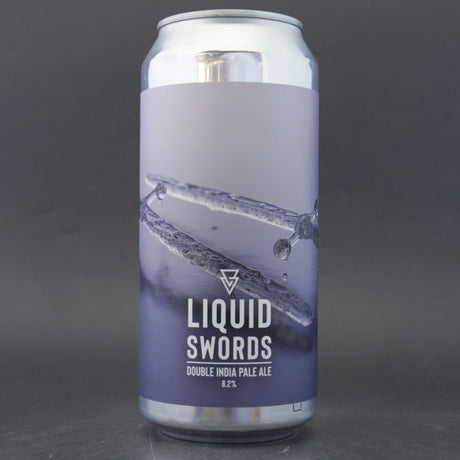 This is a can of Azvex - Liquid Swords - 8.2% (440ml). It is a Double IPA craft beer available to buy from Ghost Whale, voted London's best craft beer shop.
