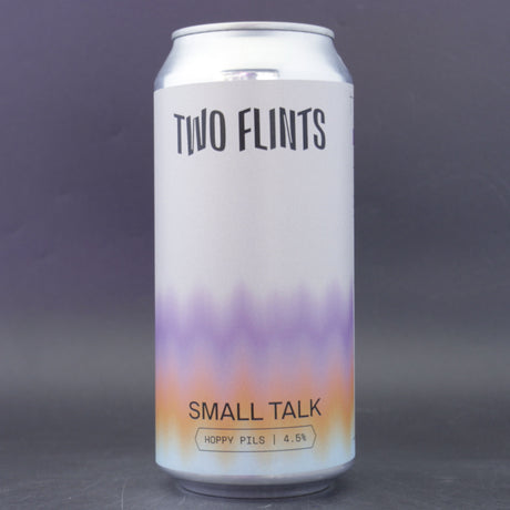 This is a can of Two Flints - Small Talk - 4.5% (440ml). It is a Lager / Pilsner / Kölsch craft beer available to buy from Ghost Whale, voted London's best craft beer shop.