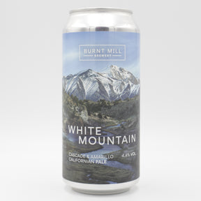 This is a can of Burnt Mill - White Mountain - 4.4% (440ml). It is a Pale Ale craft beer available to buy from Ghost Whale, voted London's best craft beer shop.