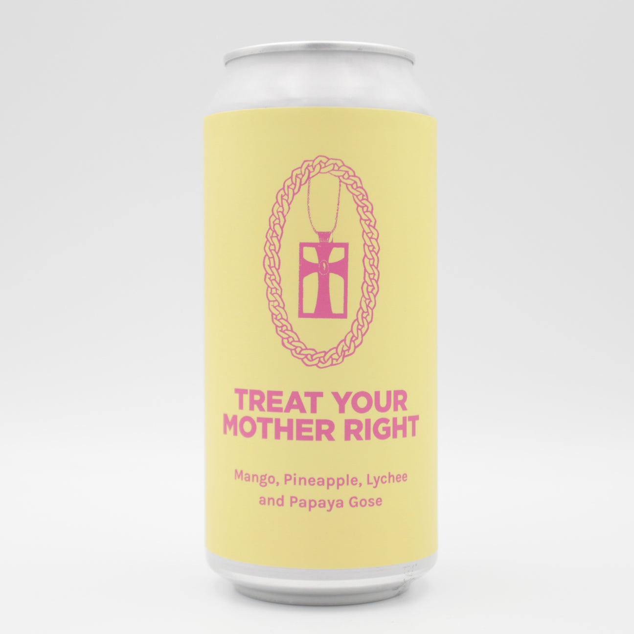 This is a can of Pomona Island - Treat Your Mother Right - 5.5% (440ml). It is a Gose craft beer available to buy from Ghost Whale, voted London's best craft beer shop.