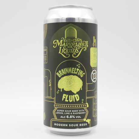 This is a can of Vault City - Marvelous Liquids: Brainmelting Fluid - 6.8% (440ml). It is a Sour craft beer available to buy from Ghost Whale, voted London's best craft beer shop.