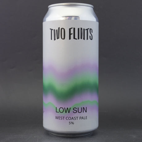 This is a can of Two Flints - Low Sun - 5% (440ml). It is a Pale Ale craft beer available to buy from Ghost Whale, voted London's best craft beer shop.