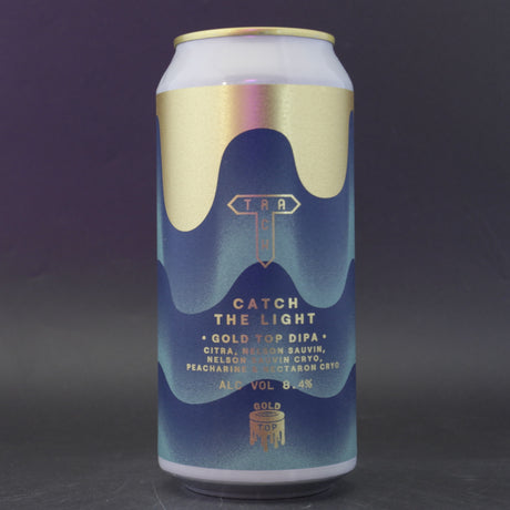 This is a can of Track - Gold Top: Catch The Light - 8.4% (440ml). It is a Double IPA craft beer available to buy from Ghost Whale, voted London's best craft beer shop.