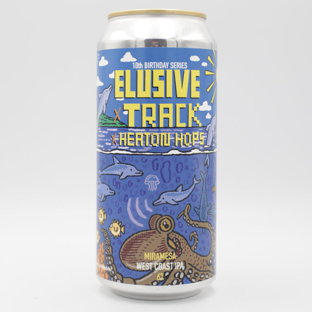 This is a can of Elusive Brewing / Track - Miramesa - 6% (440ml). It is a IPA craft beer available to buy from Ghost Whale, voted London's best craft beer shop.