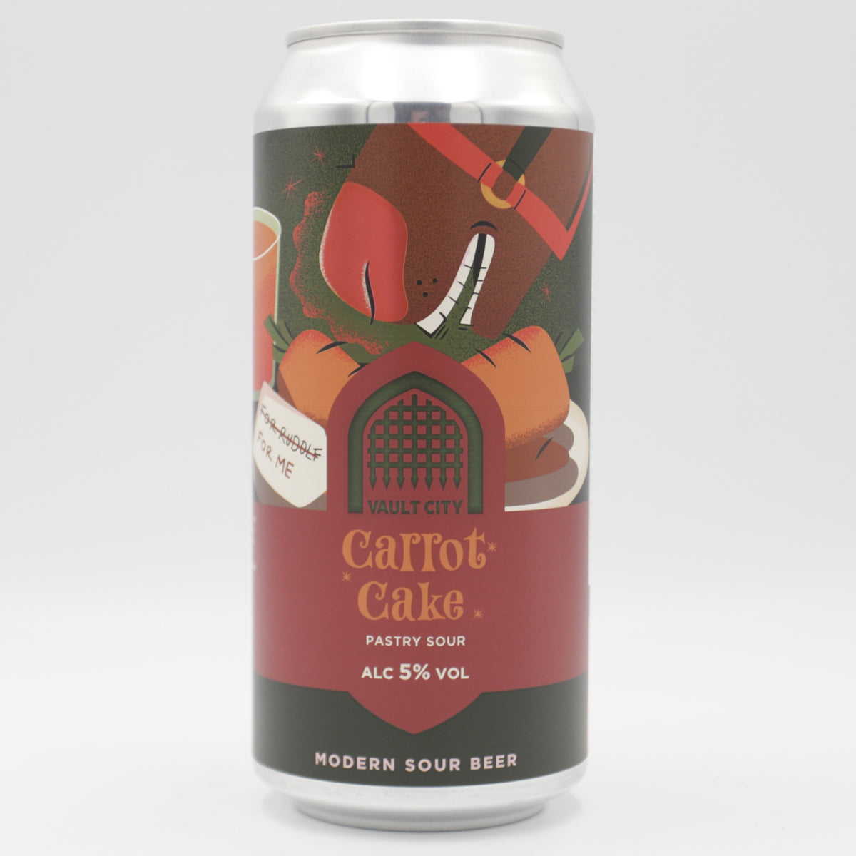 This is a can of Vault City - Carrot Cake Sour - 5% (440ml). It is a Sour craft beer available to buy from Ghost Whale, voted London's best craft beer shop.