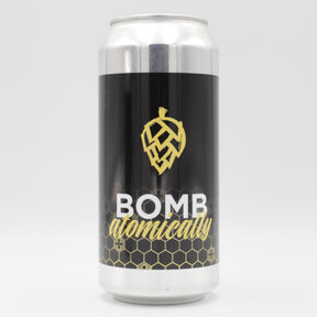 This is a can of Omnipollo / Monkish - Bomb Atomically (Freaky Friday) - 8.3% (440ml). It is a Double IPA craft beer available to buy from Ghost Whale, voted London's best craft beer shop.
