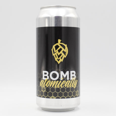 This is a can of Omnipollo / Monkish - Bomb Atomically (Freaky Friday) - 8.3% (440ml). It is a Double IPA craft beer available to buy from Ghost Whale, voted London's best craft beer shop.