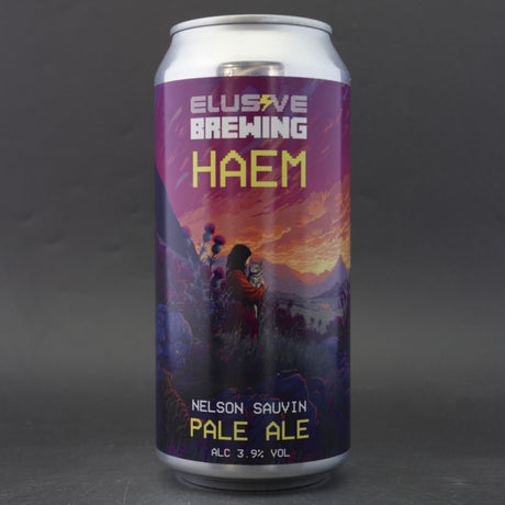 This is a can of Elusive Brewing - Haem - 3.9% (440ml). It is a Pale Ale craft beer available to buy from Ghost Whale, voted London's best craft beer shop.