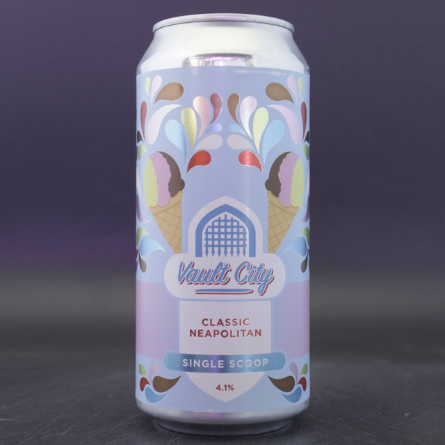 This is a can of Vault City - Neopolitan Single Scoop - 4.1% (440ml). It is a Sour craft beer available to buy from Ghost Whale, voted London's best craft beer shop.