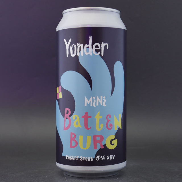 This is a can of Yonder - Mini Battenburg - 5% (440ml). It is a Stout / Porter craft beer available to buy from Ghost Whale, voted London's best craft beer shop.