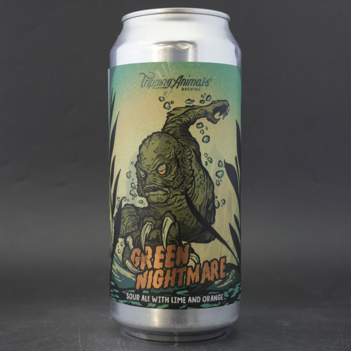 This is a can of Tripping Animals - Green Nightmare - 6% (473ml). It is a Sour craft beer available to buy from Ghost Whale, voted London's best craft beer shop.