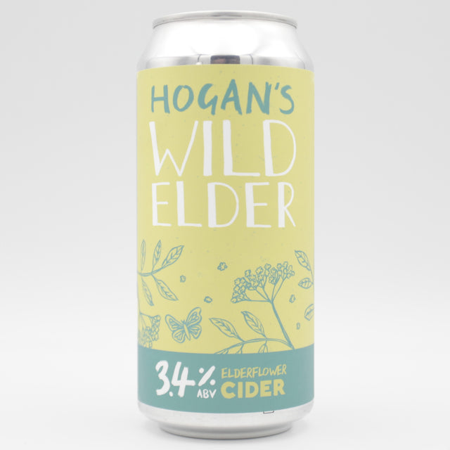 This is a can of Hogan's - Wild Elder - 3.4% (440ml). It is a  craft cider available to buy from Ghost Whale, voted London's best craft beer shop.
