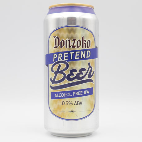 This is a can of Donzoko - Pretend Beer - 0.5% (440ml). It is a IPA craft beer available to buy from Ghost Whale, voted London's best craft beer shop.
