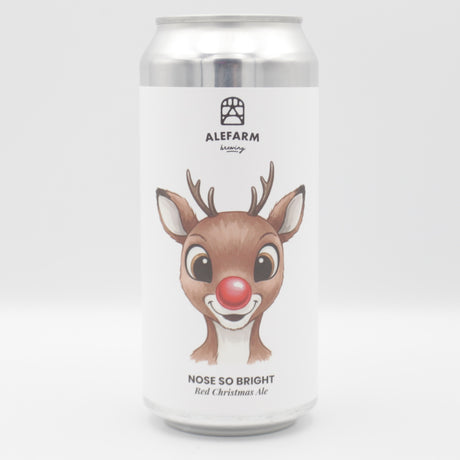 This is a can of Alefarm - Nose So Bright - 5% (440ml). It is a Red / Amber Ale craft beer available to buy from Ghost Whale, voted London's best craft beer shop.