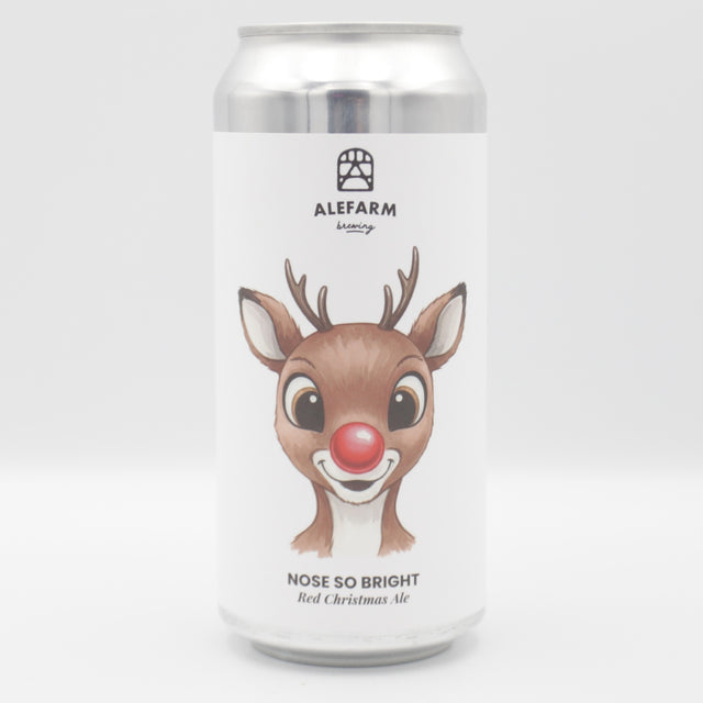 This is a can of Alefarm - Nose So Bright - 5% (440ml). It is a Red / Amber Ale craft beer available to buy from Ghost Whale, voted London's best craft beer shop.