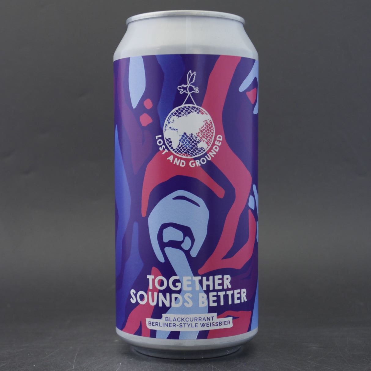 This is a can of Lost and Grounded - Together Sounds Better - 3.2% (440ml). It is a Sour craft beer available to buy from Ghost Whale, voted London's best craft beer shop.